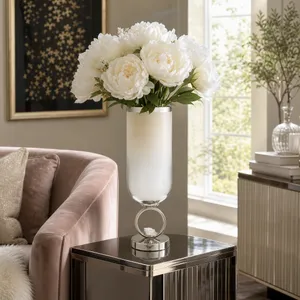 ROCKWIND WHITE GLASS VASE 17 (IN) 2