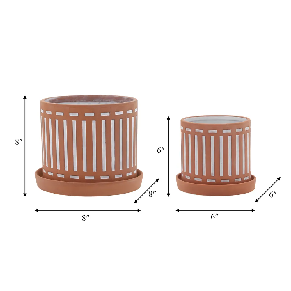 SHAYPORT SET OF 2 ORANGE PLANTER 8 (IN)