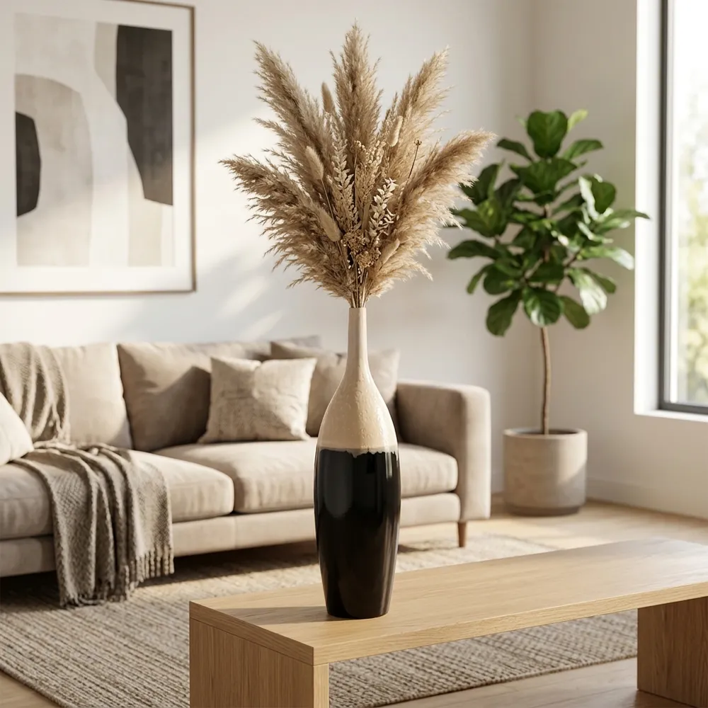 TROYSIDE WHITE VASE 27 (IN)