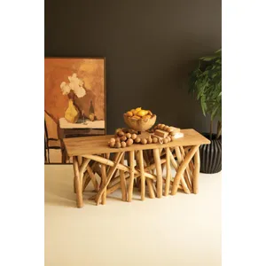 Repurposed Teakwood Branches Rectangle Coffee Table 1