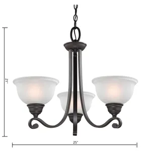 Hamilton 25'' Wide 3-Light Chandelier - Oil Rubbed Bronze with White Glass 2