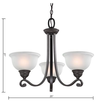Hamilton 25″ Wide 3-Light Chandelier - Oil Rubbed Bronze with White Glass