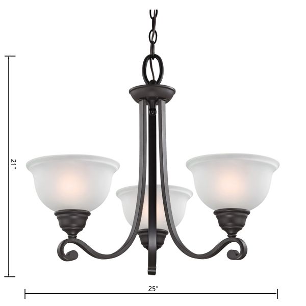 Hamilton 25'' Wide 3-Light Chandelier - Oil Rubbed Bronze with White Glass