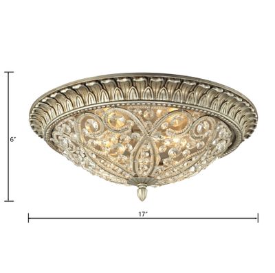 Andalusia 17″ Wide 4-Light Flush Mount - Aged Silver