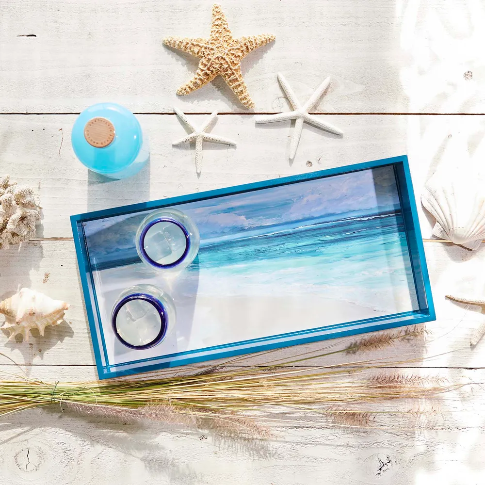 Coastal View Rectangular Lacquer Serving Tray