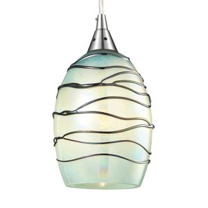 Vines 5'' Wide 1-Light Mini Pendant - Satin Nickel with Mint Glass 4