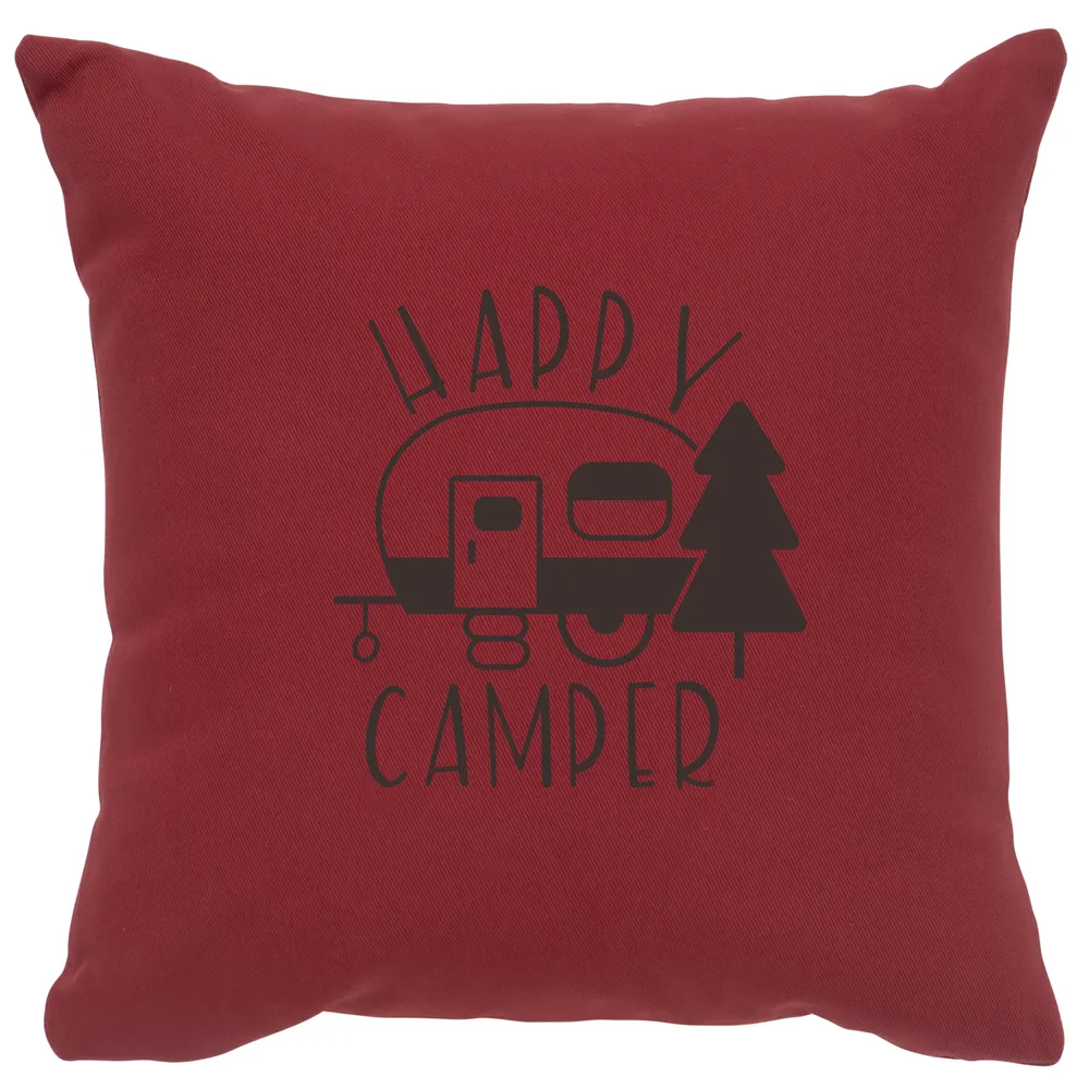 Image Pillow - Happy Camper - Cotton Brick
