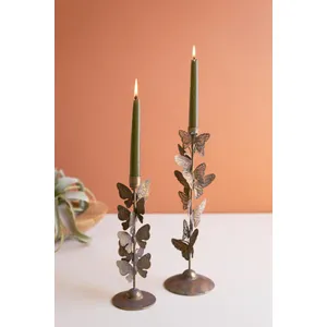 Set of 2 Butterflies Taper Candle Holders 7