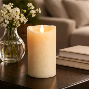 Cream Mottle Moving Flame LED Candle 3in by 6in 1