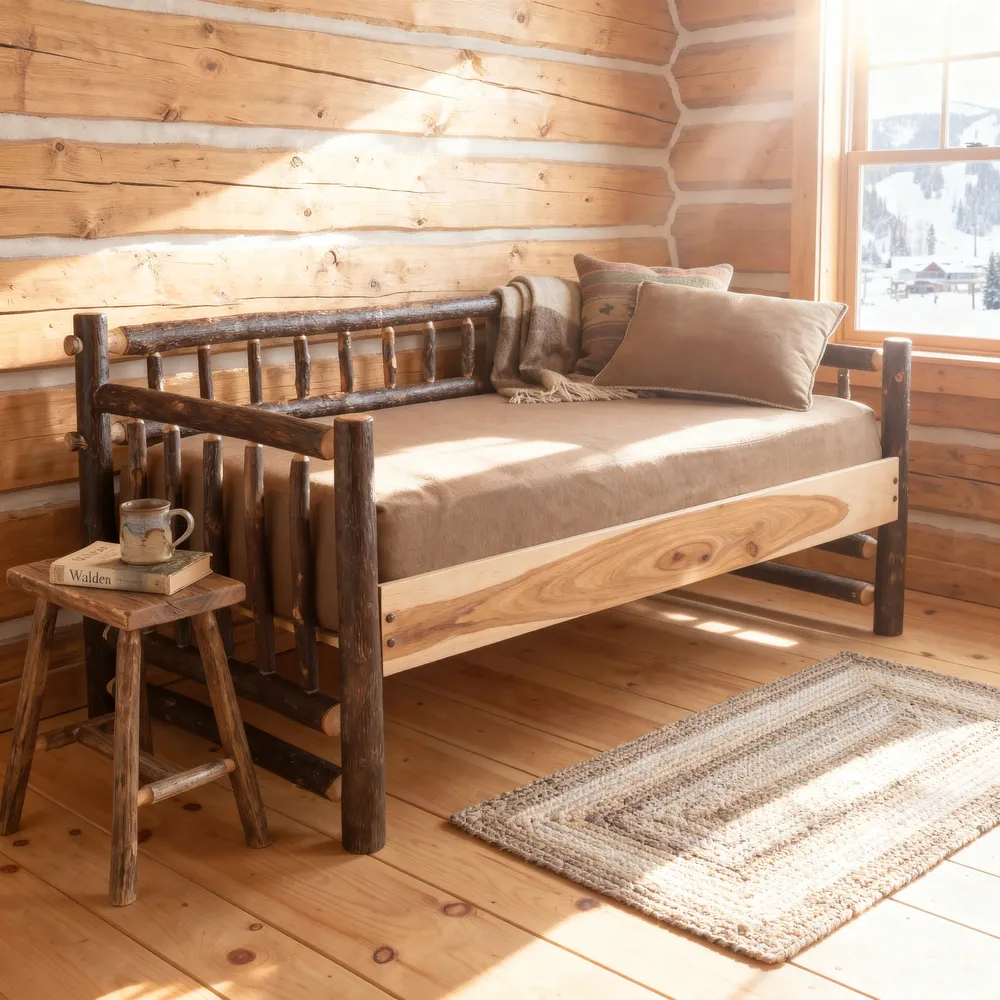 Hickory Log Daybed - without Trundle - Slate  - Includes Slat Roll