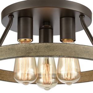 Transitions 14'' Wide 3-Light Semi Flush Mount - Oil Rubbed Bronze 4