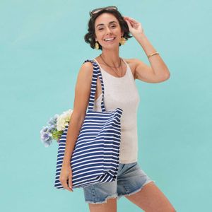 Breton Stripe Little Shopper Canvas Tote Bag 5