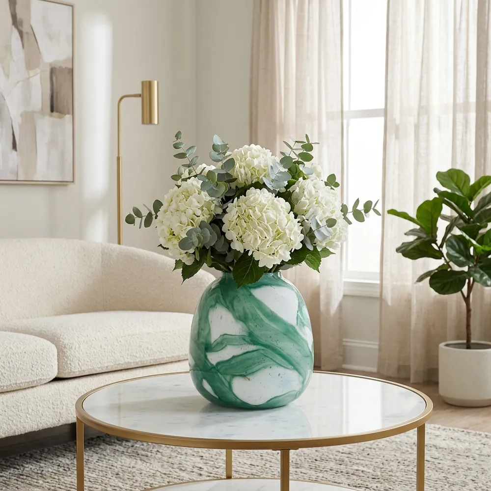 LOCHFIELD GREEN GLASS VASE 13 (IN)