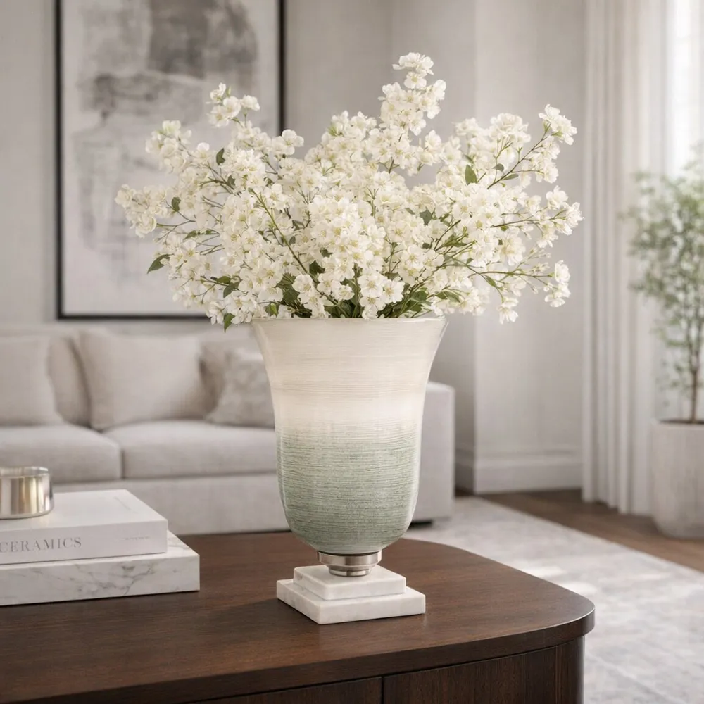 ERWINLAND WHITE GLASS VASE 12 (IN)
