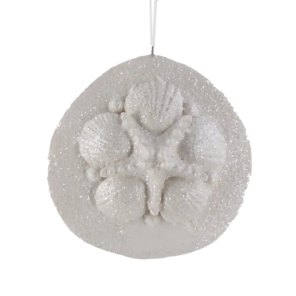 4-1/3" WHITE SHELL CHRISTMAS ORNAMENT