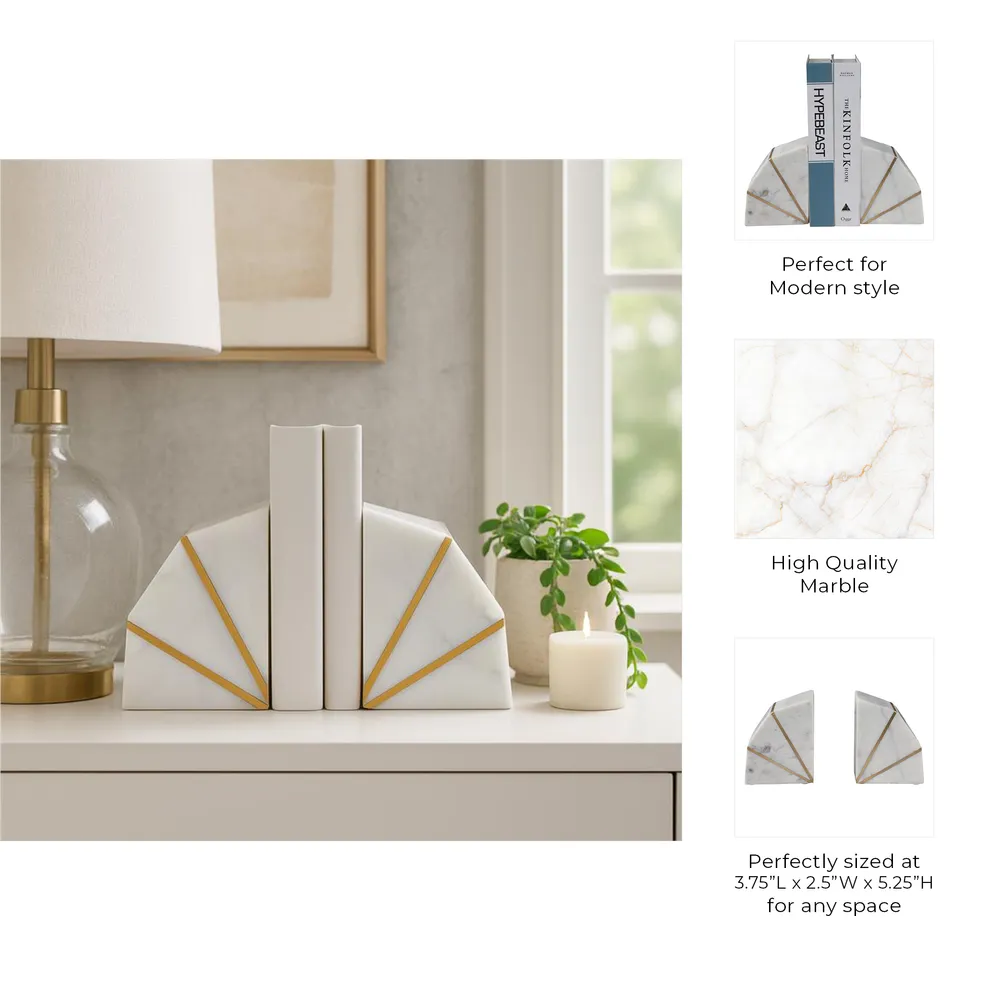 ORTONFORD SET OF 2 WHITE BOOKENDS 6 (IN)
