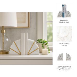 ORTONFORD SET OF 2 WHITE BOOKENDS 6 (IN) 9