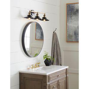 English Pub 28'' Wide 3-Light Vanity Light - Antique Brass 6