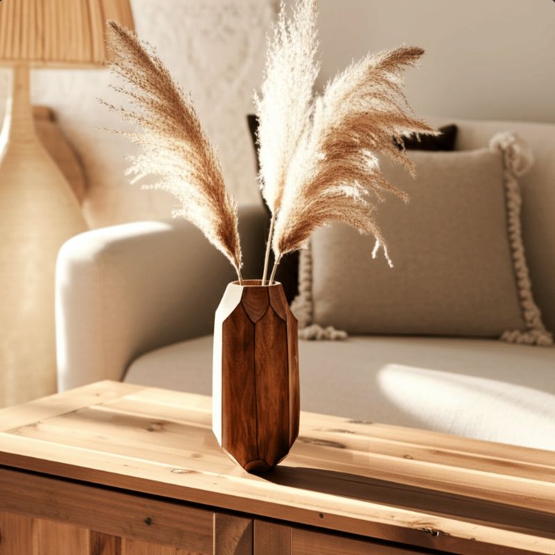 14" Handcrafted Wooden Vase