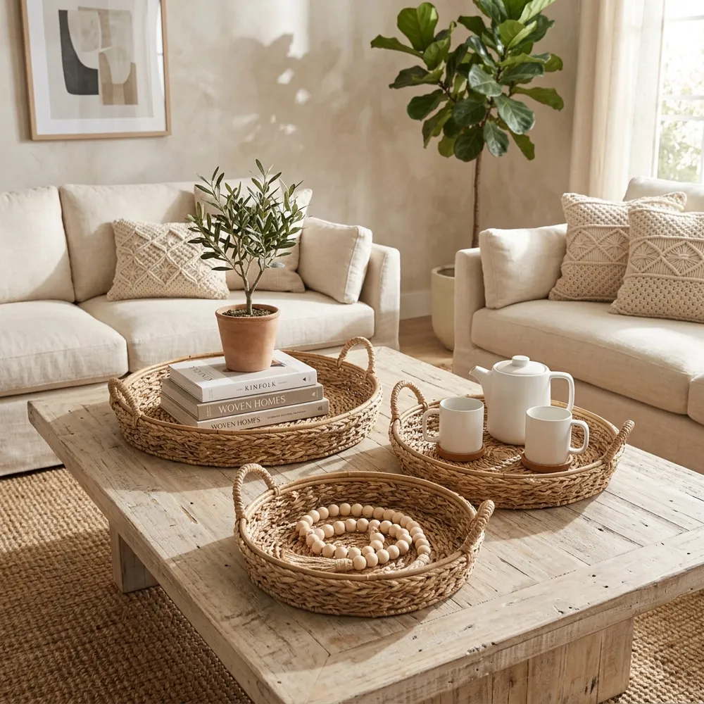 THEADALE SET OF 3 BROWN TRAY 8 (IN)