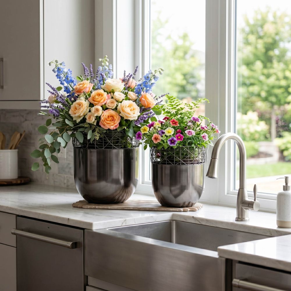LEONAWELL SET OF 2 GRAY PLANTER 13 (IN)