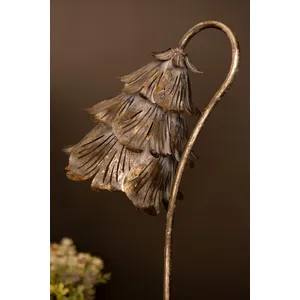 Rustic Metal Table Lamp with Flower Shade 2