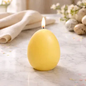 Yellow Egg Shaped 3D Flame LED Candle 3x3.5in 1