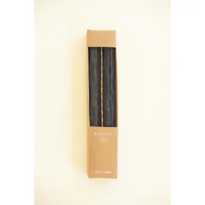 Set of 2 Rustic Taper Candles / Black 1