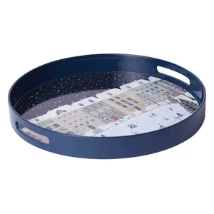Holiday In the Park Round Lacquer Serving Tray 4