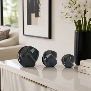 DUFFYROSE SET OF 3 BLUE ORBS 6 (IN) 11