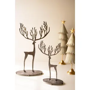 Set of 2 Rustic Metal Reindeer 1