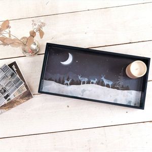 Moonlit Night Rectangular Lacquer Serving Tray 3