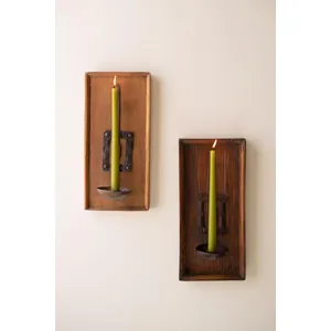 Wooden Wall Sconce with Repurposed Iron Ladle Candle Holder 5