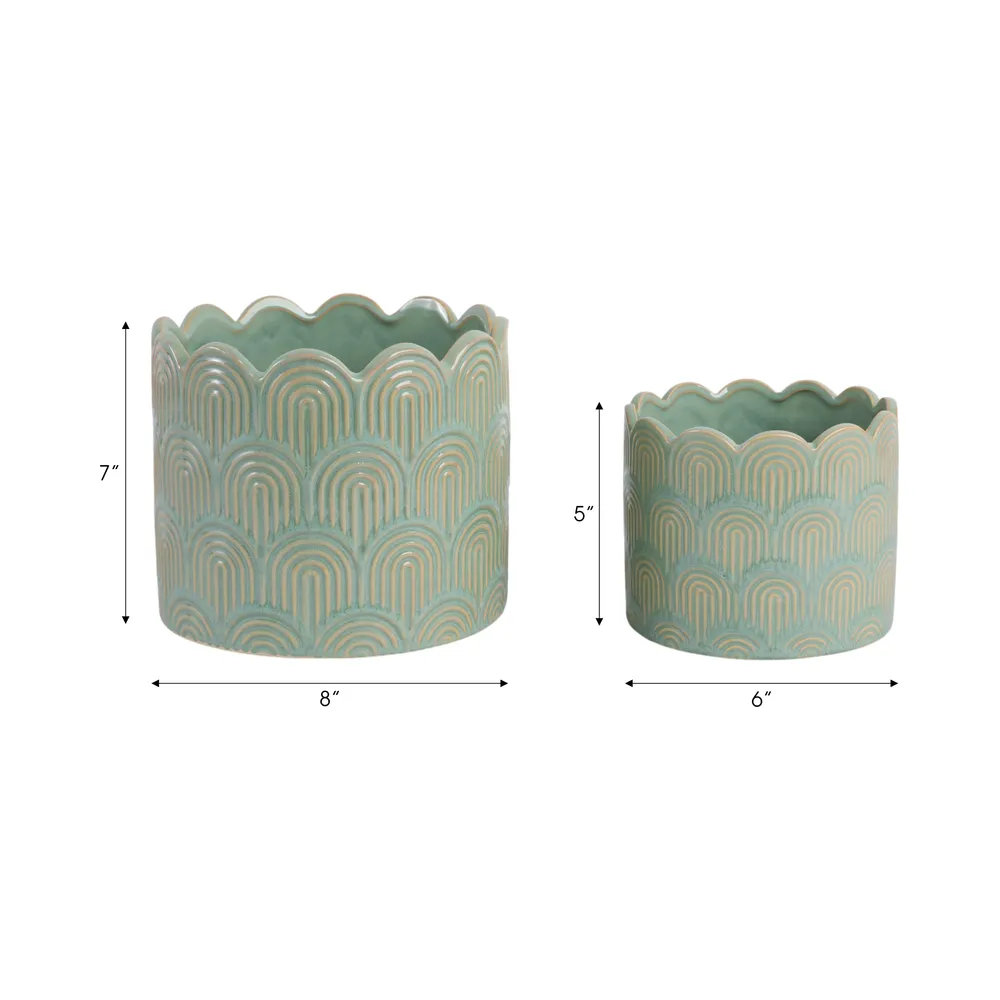 MORGANWIND SET OF 2 GREEN PLANTER 7 (IN)