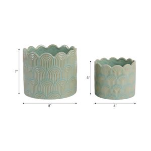 MORGANWIND SET OF 2 GREEN PLANTER 7 (IN) 8