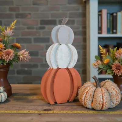Wooden Trio Pumpkins 6.5x13in