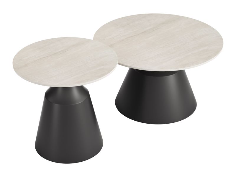 Camella Coffee Table Set Light Beige & Black 5