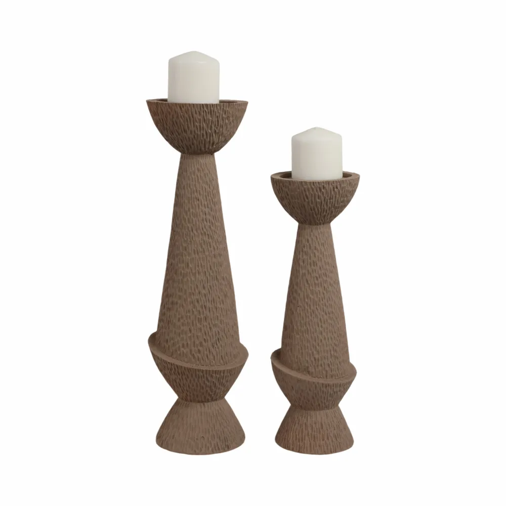 VALECLIFF SET OF 2 TAN CANDLE HOLDER 20 (IN)
