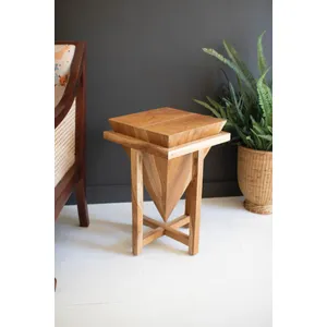 Teakwood Pyramid Side Table 2