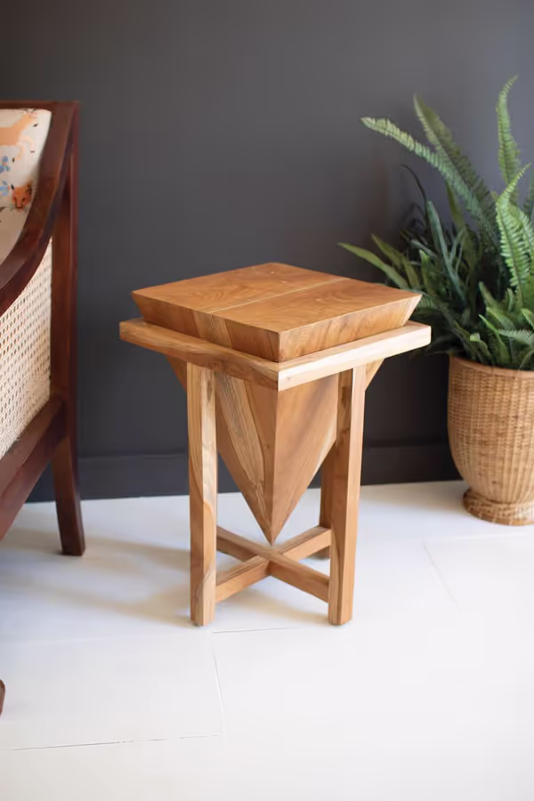 Teakwood Pyramid Side Table