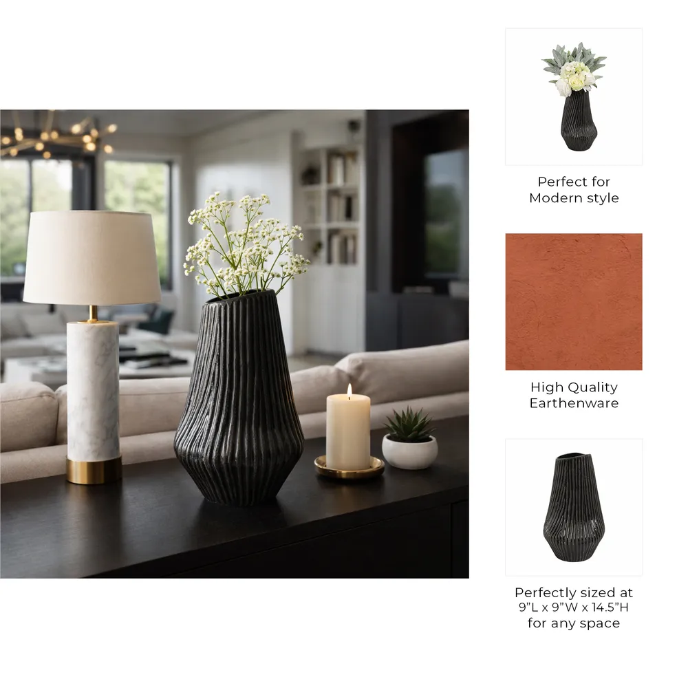 HEYDONWICK BLACK VASE 15 (IN)
