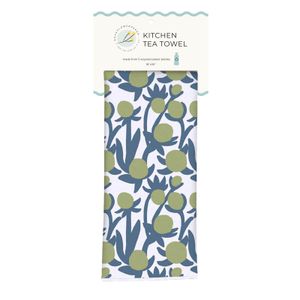 Soft Bloom Blue Green Eco Kitchen Tea Towel 5