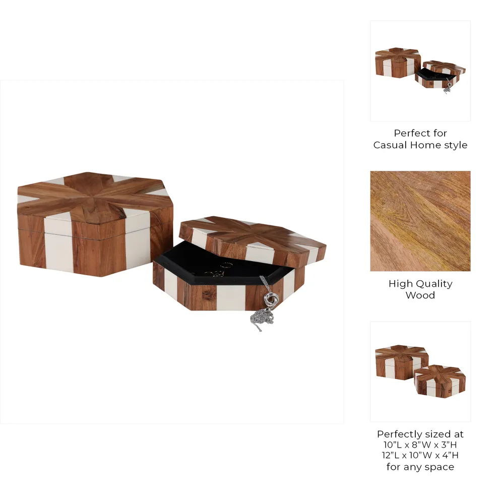 DEWEYCROSS SET OF 2 WHITE BOXES 4 (IN)