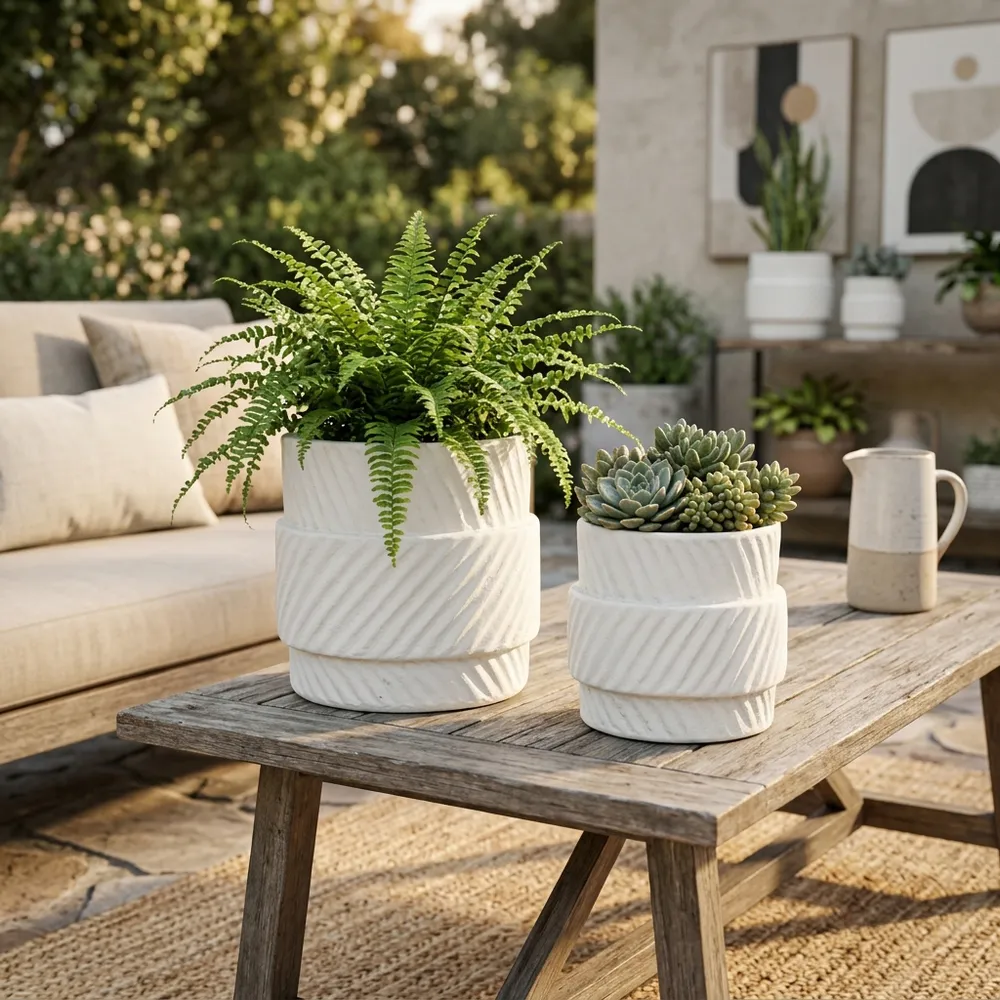 COLVINWICK SET OF 2 WHITE PLANTER 10 (IN)