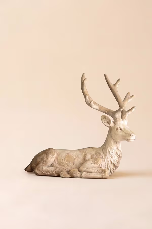 Antique White Faux Concrete Deer