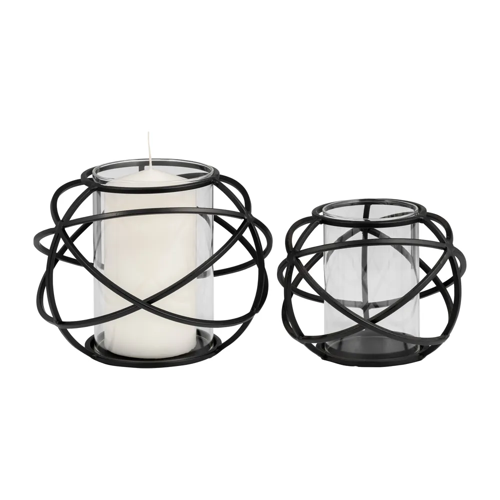 HARMONWICK SET OF 2 BLACK CANDLE HOLDER 6 (IN)
