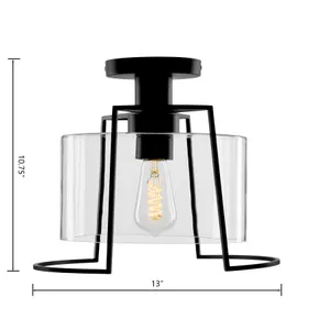 Cere Outdoor 13'' Wide 1-Light Semi Flush Mount - Matte Black 2