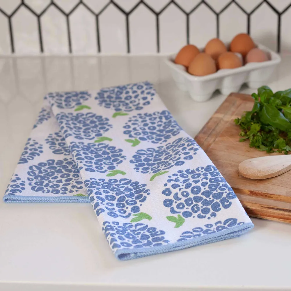 Hydrangea White Eco Kitchen Tea Towel