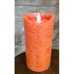 Orange Mottle Moving Flame LED Candle 3in by 6in 2