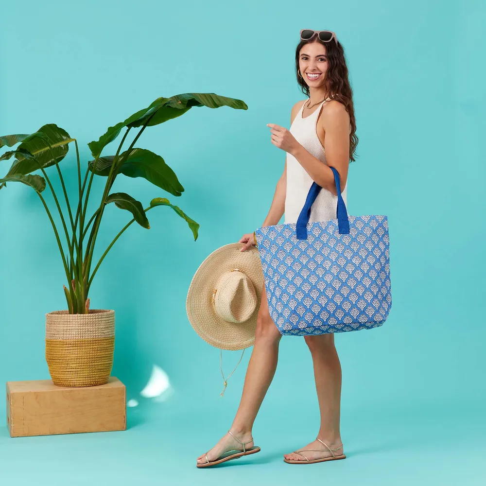 Fifer Blue Canvas Carryall Tote Bag